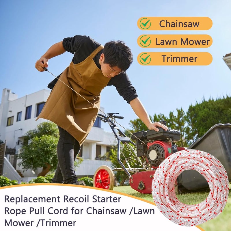 Klfte Recoil Starter Rope Pull Cord 4.0mm 12-Meter/40ft for Lawn Mower Cord Recoil Rope Nylon Starter Cord Recoil Starter Rope - Image 3
